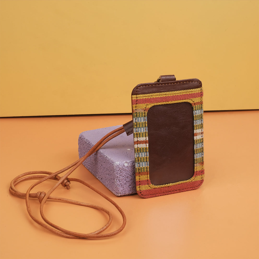 Selip Tenun Rua - ID Holder with Leather Lanyard | Noesa