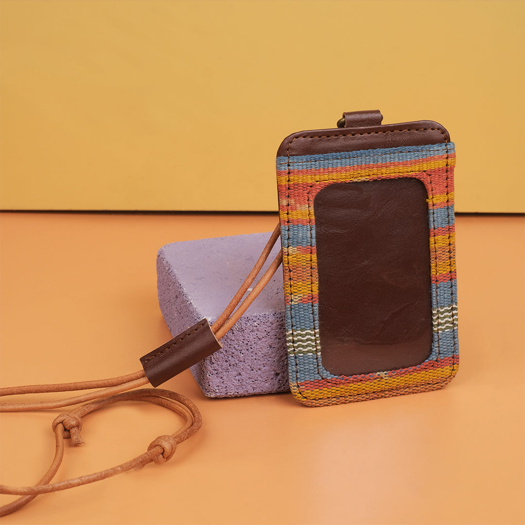 Selip Tenun Rua - ID Holder with Leather Lanyard | Noesa