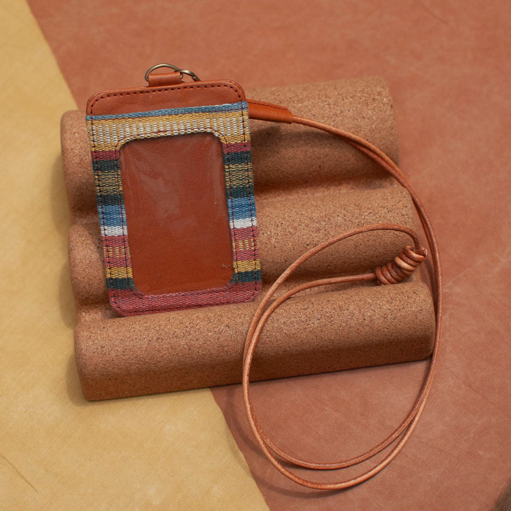 Selip Tenun Rua - ID Holder with Leather Lanyard | Noesa