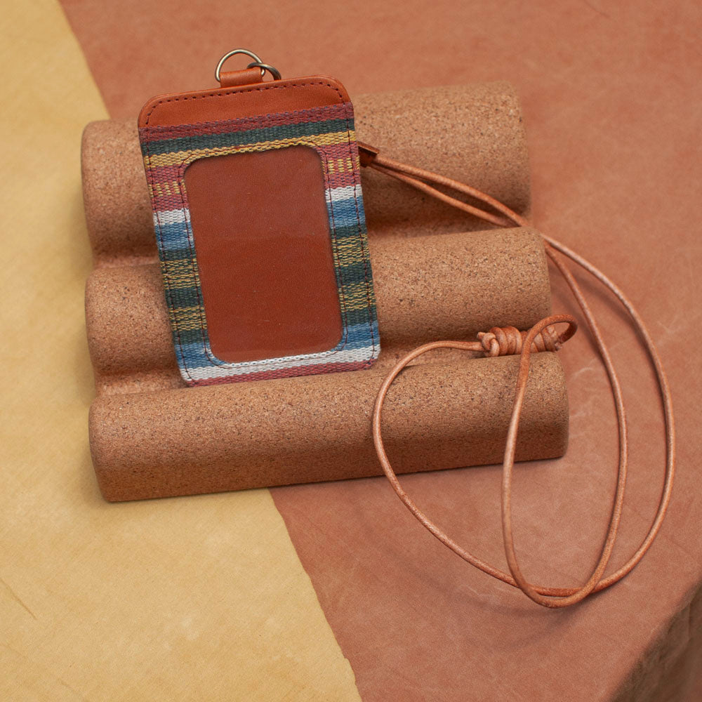 Selip Tenun Rua - ID Holder with Leather Lanyard | Noesa