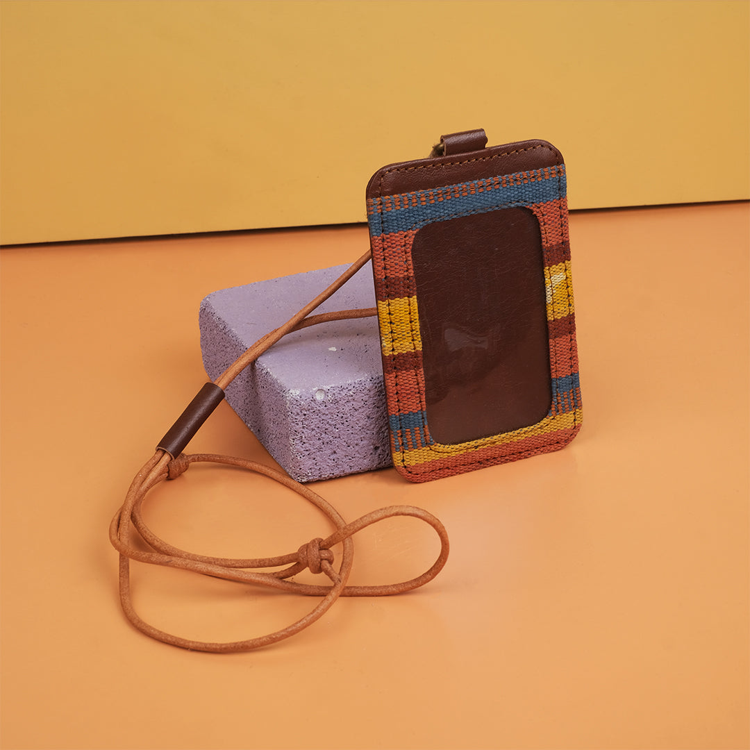 Selip Tenun Rua - ID Holder with Leather Lanyard | Noesa