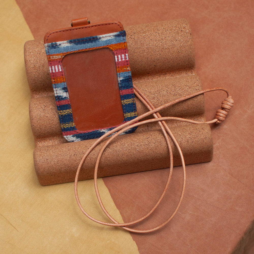 Selip Tenun Rua - ID Holder with Leather Lanyard | Noesa
