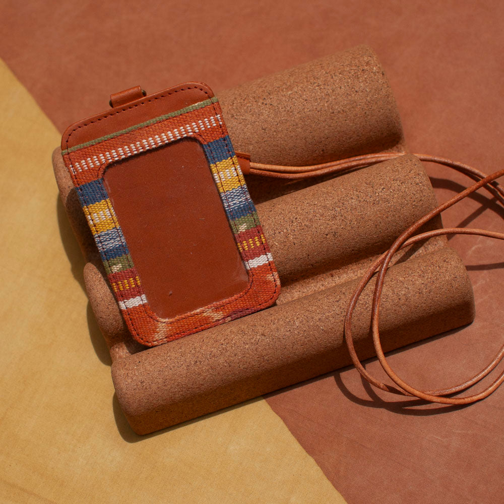 Selip Tenun Rua - ID Holder with Leather Lanyard | Noesa