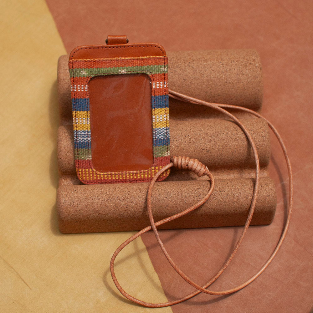 Selip Tenun Rua - ID Holder with Leather Lanyard | Noesa