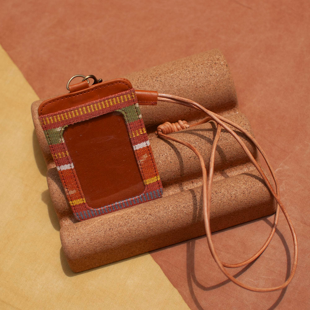Selip Tenun Rua - ID Holder with Leather Lanyard | Noesa