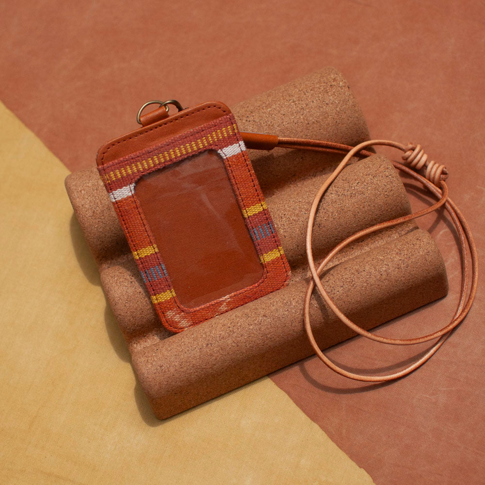 Selip Tenun Rua - ID Holder with Leather Lanyard | Noesa