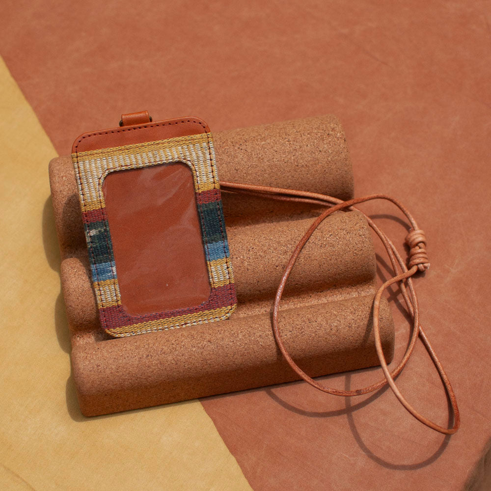 Selip Tenun Rua - ID Holder with Leather Lanyard | Noesa