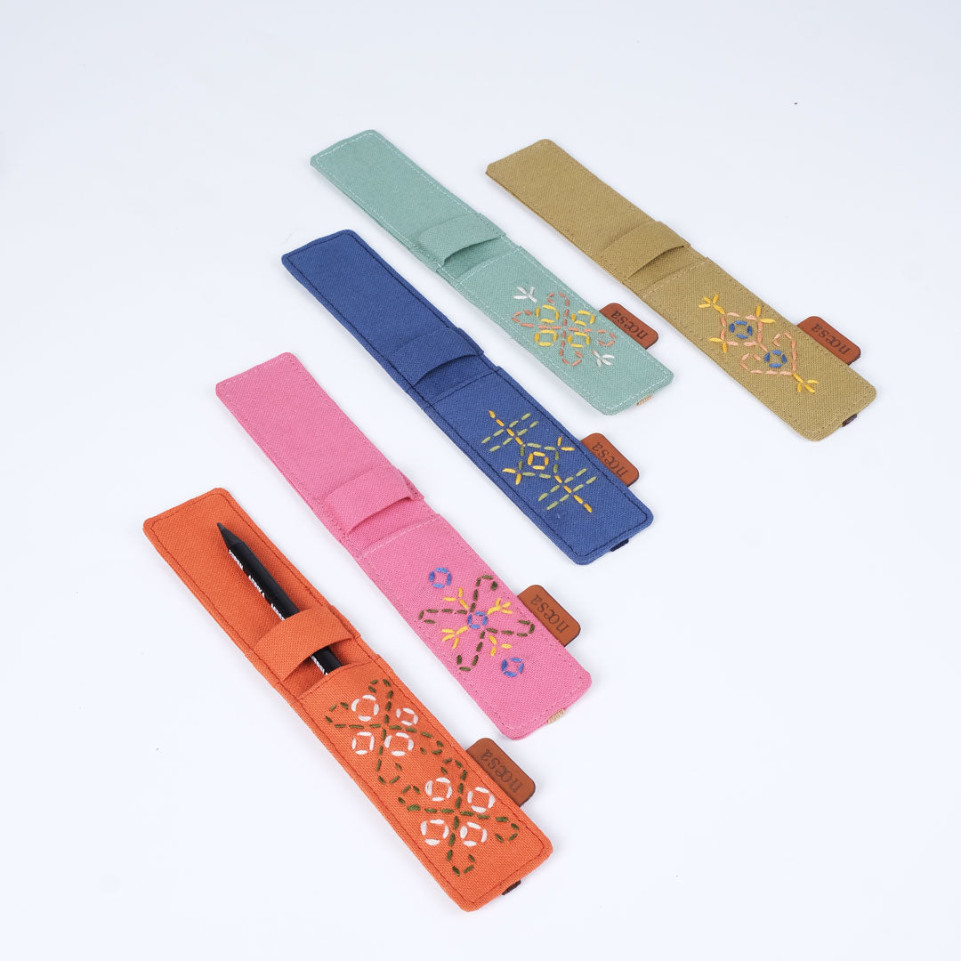 Jeda Sashiko - Cloth Bookmark and Pen Holder | Noesa