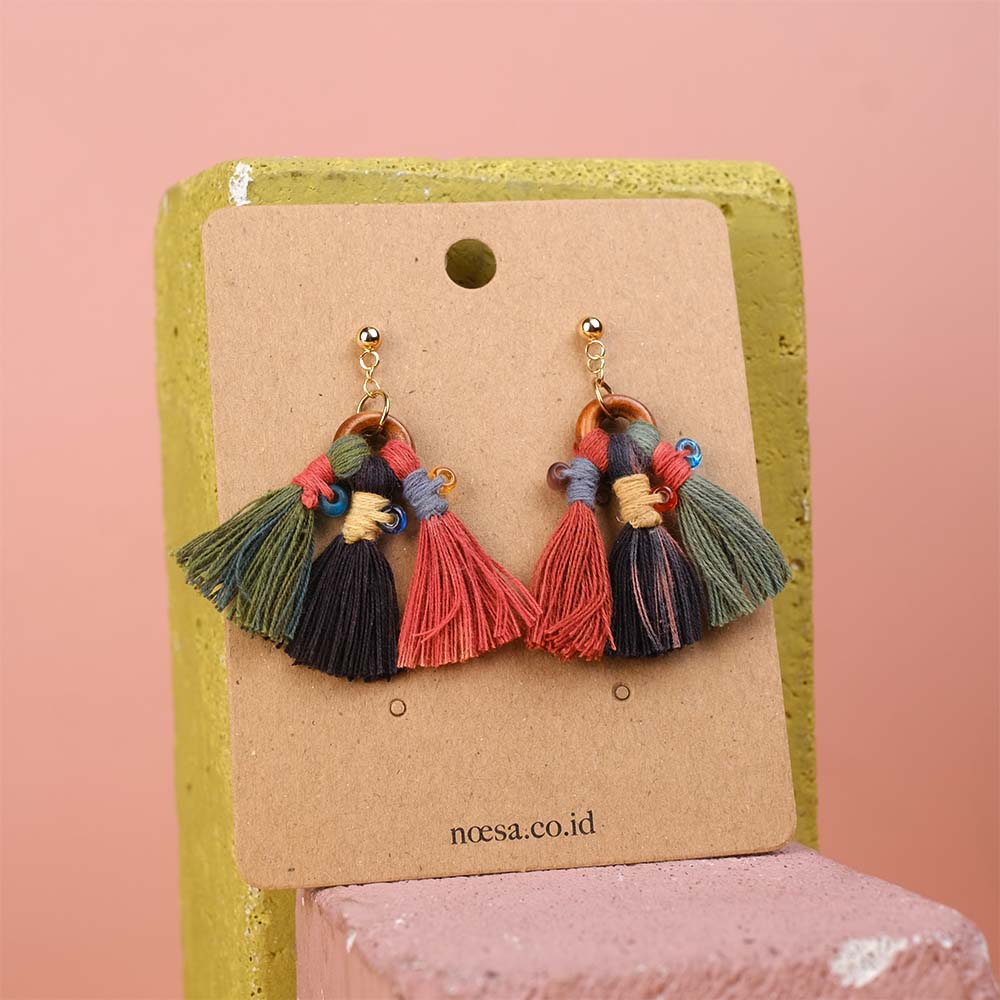 Earrings Pika Tenun Ikat - Pijar Mote Kayu | Noesa