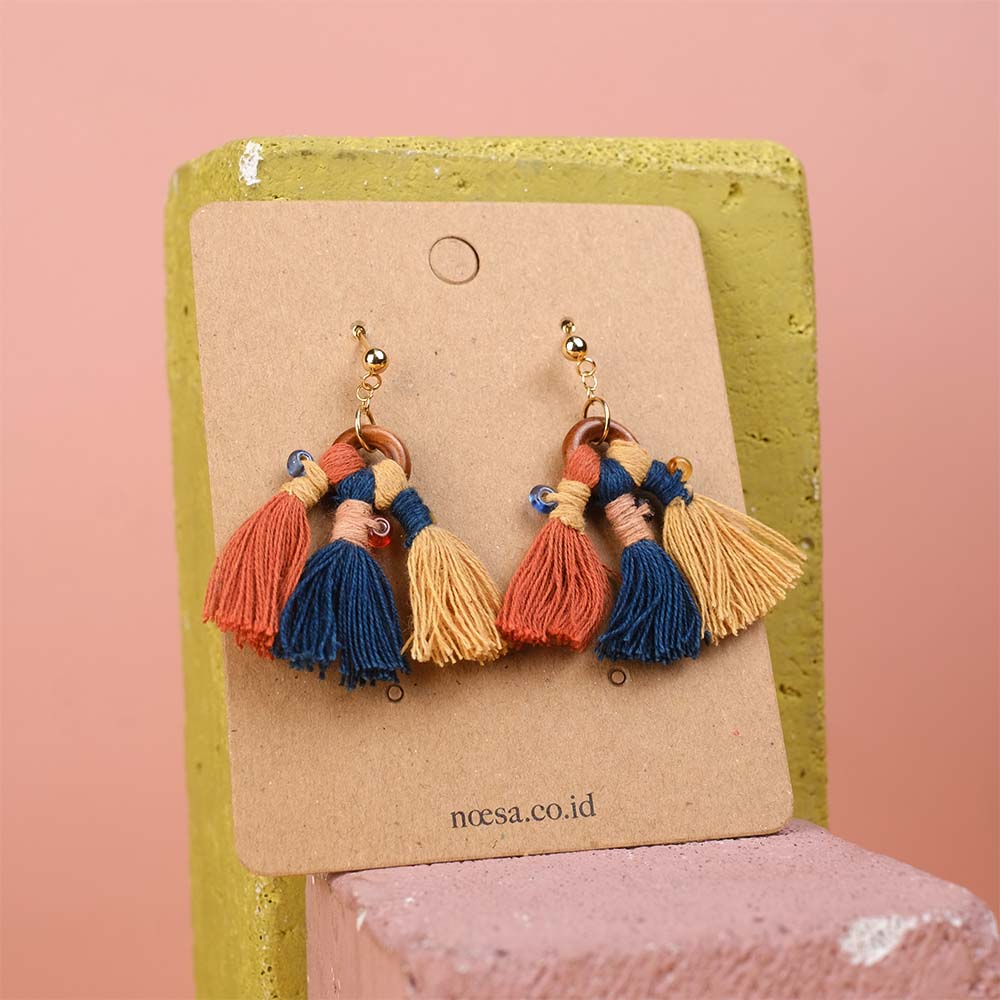Earrings Pika Tenun Ikat - Pijar Mote Kayu | Noesa