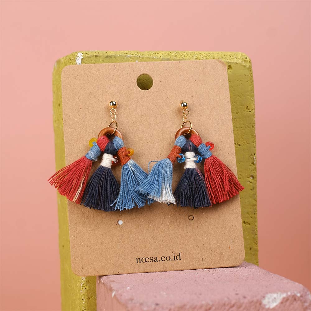 Earrings Pika Tenun Ikat - Pijar Mote Kayu | Noesa