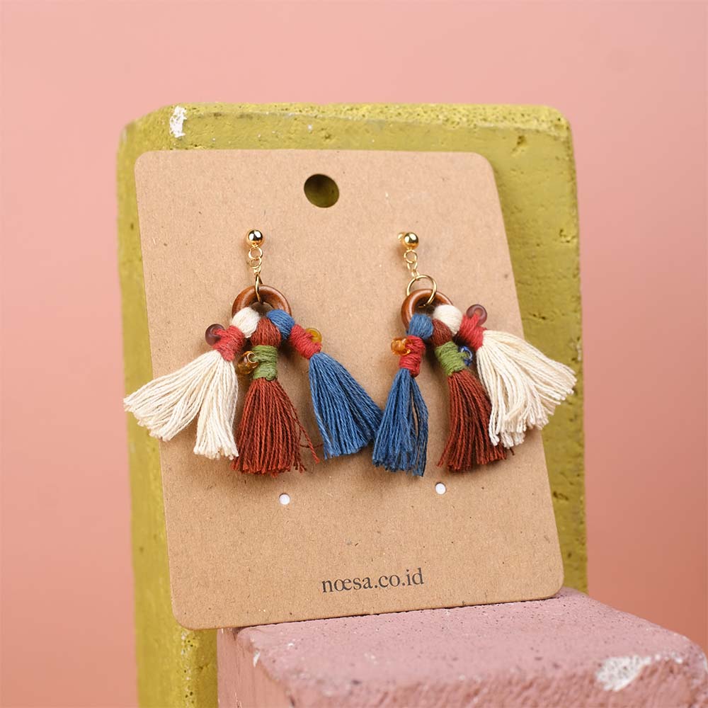 Earrings Pika Tenun Ikat - Pijar Mote Kayu | Noesa
