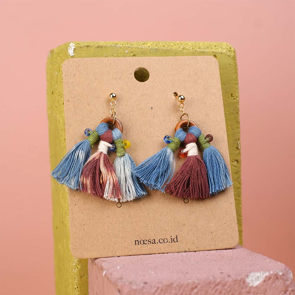 Earrings Pika Tenun Ikat - Pijar Mote Kayu | Noesa
