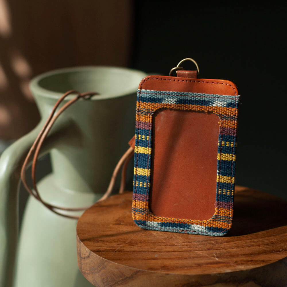 Selip Tenun Rua - ID Holder with Leather Lanyard | Noesa