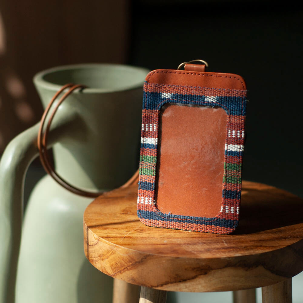 Selip Tenun Rua - ID Holder with Leather Lanyard | Noesa