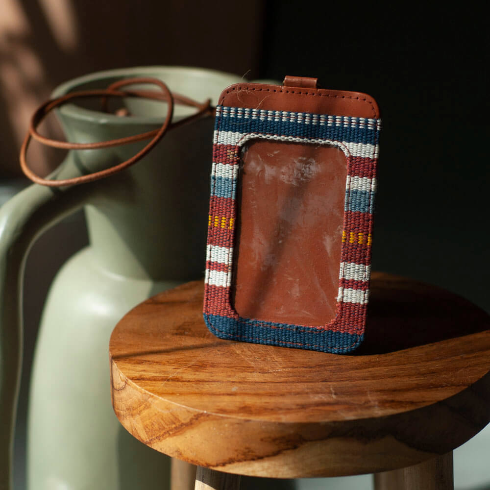 Selip Tenun Rua - ID Holder with Leather Lanyard | Noesa