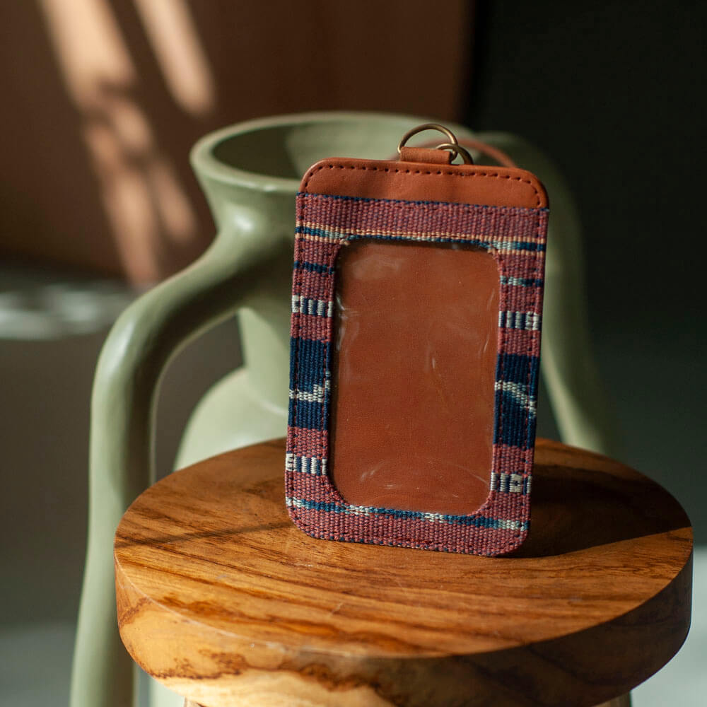 Selip Tenun Rua - ID Holder with Leather Lanyard | Noesa