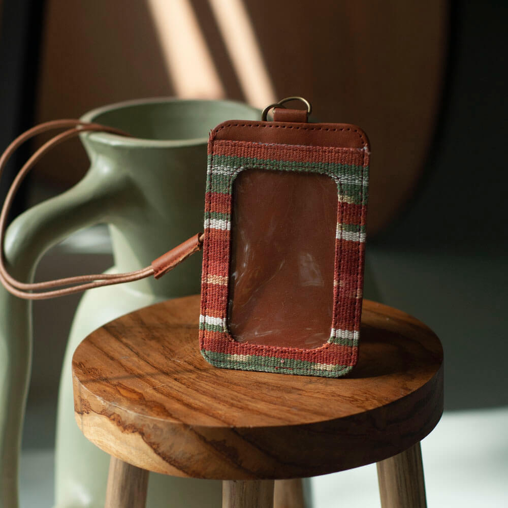 Selip Tenun Rua - ID Holder with Leather Lanyard | Noesa
