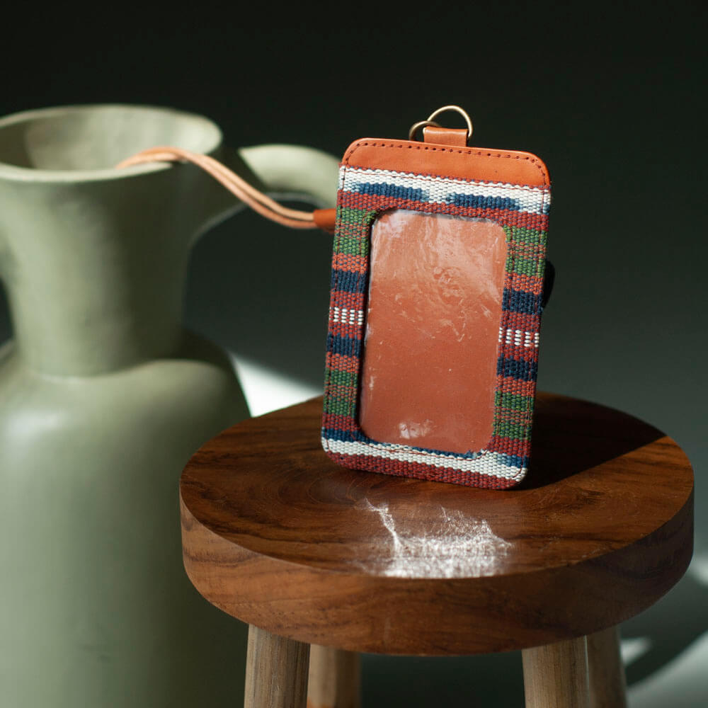 Selip Tenun Rua - ID Holder with Leather Lanyard | Noesa