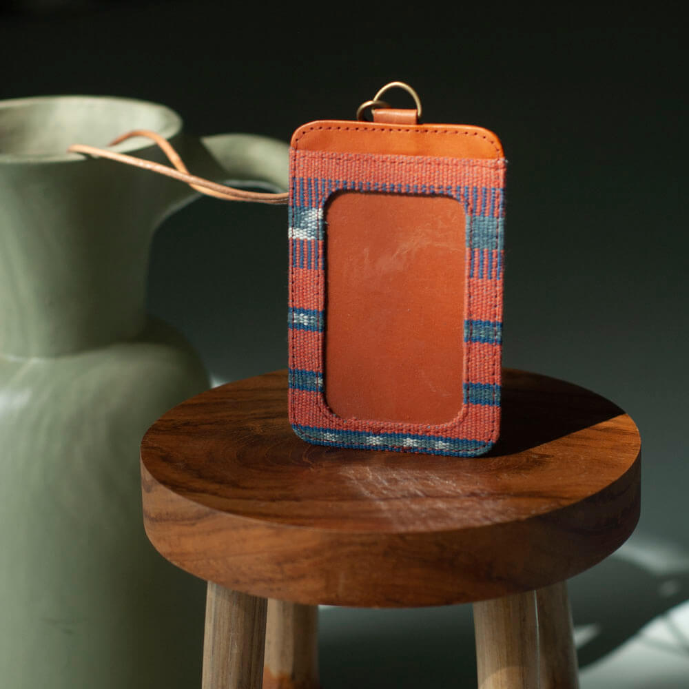 Selip Tenun Rua - ID Holder with Leather Lanyard | Noesa