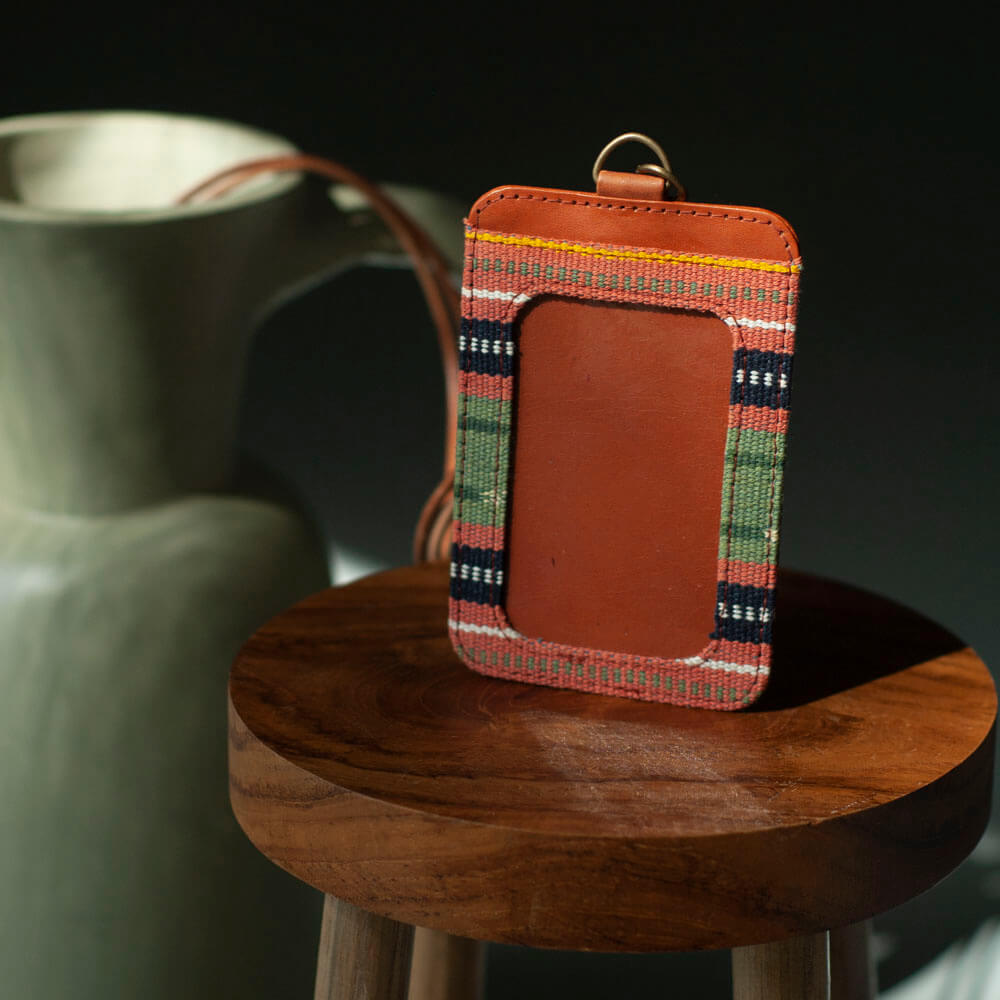 Selip Tenun Rua - ID Holder with Leather Lanyard | Noesa