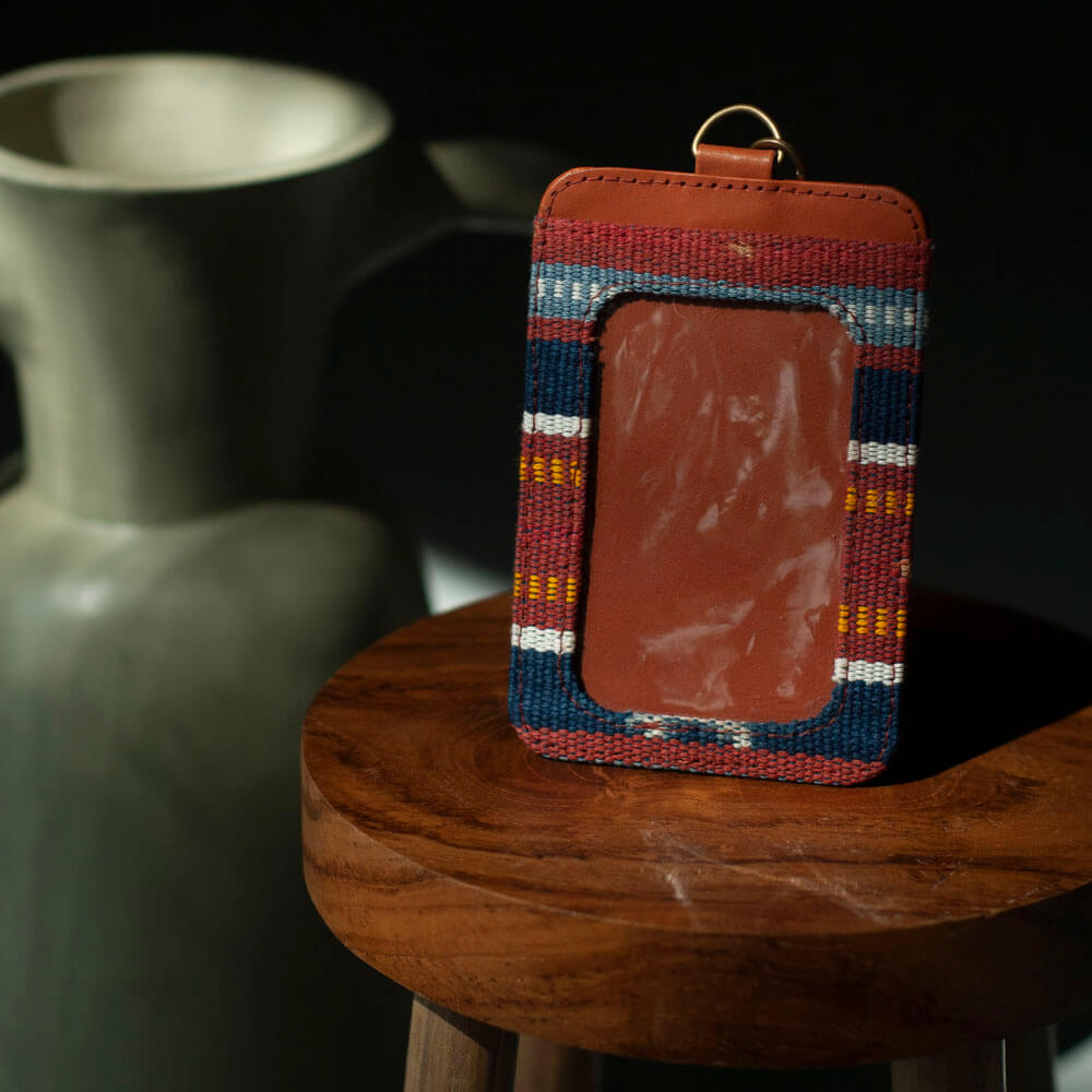 Selip Tenun Rua - ID Holder with Leather Lanyard | Noesa