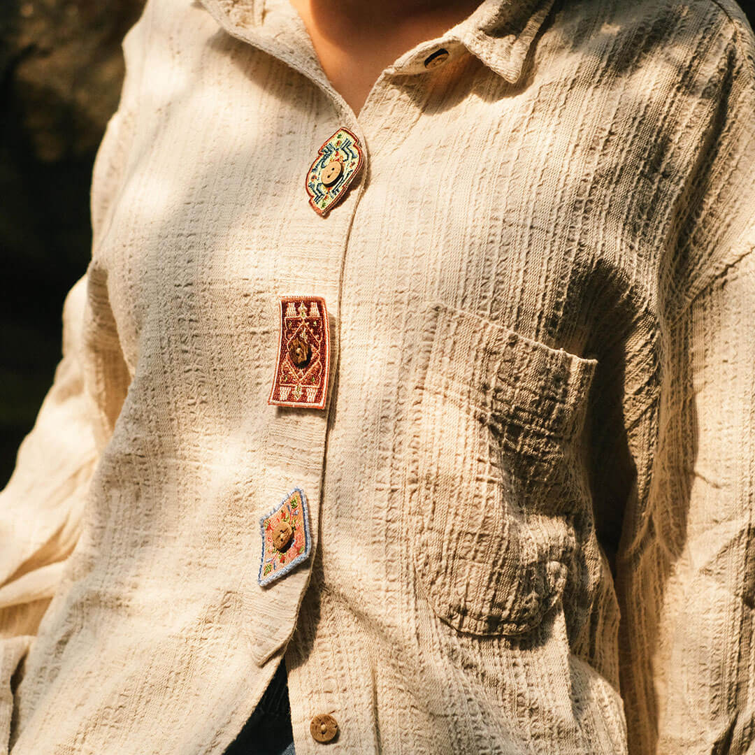 Embroidery Button Cover Patch - Parade Saku | Noesa
