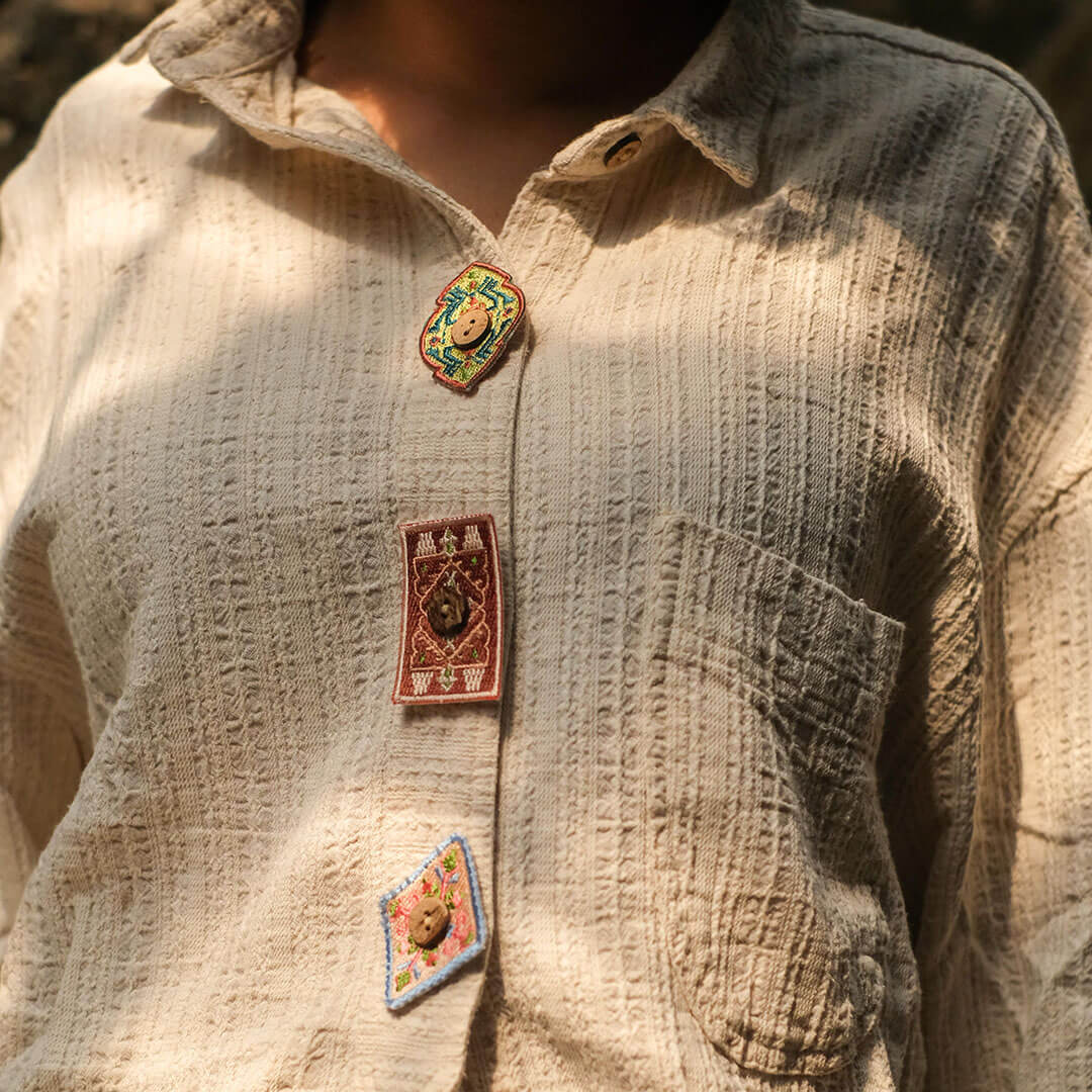 Embroidery Button Cover Patch - Parade Saku | Noesa