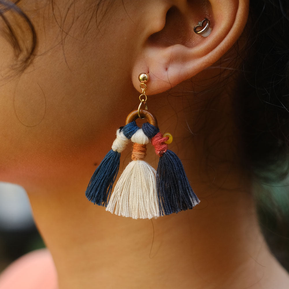 Earrings Pika Tenun Ikat - Pijar Mote Kayu  | Noesa