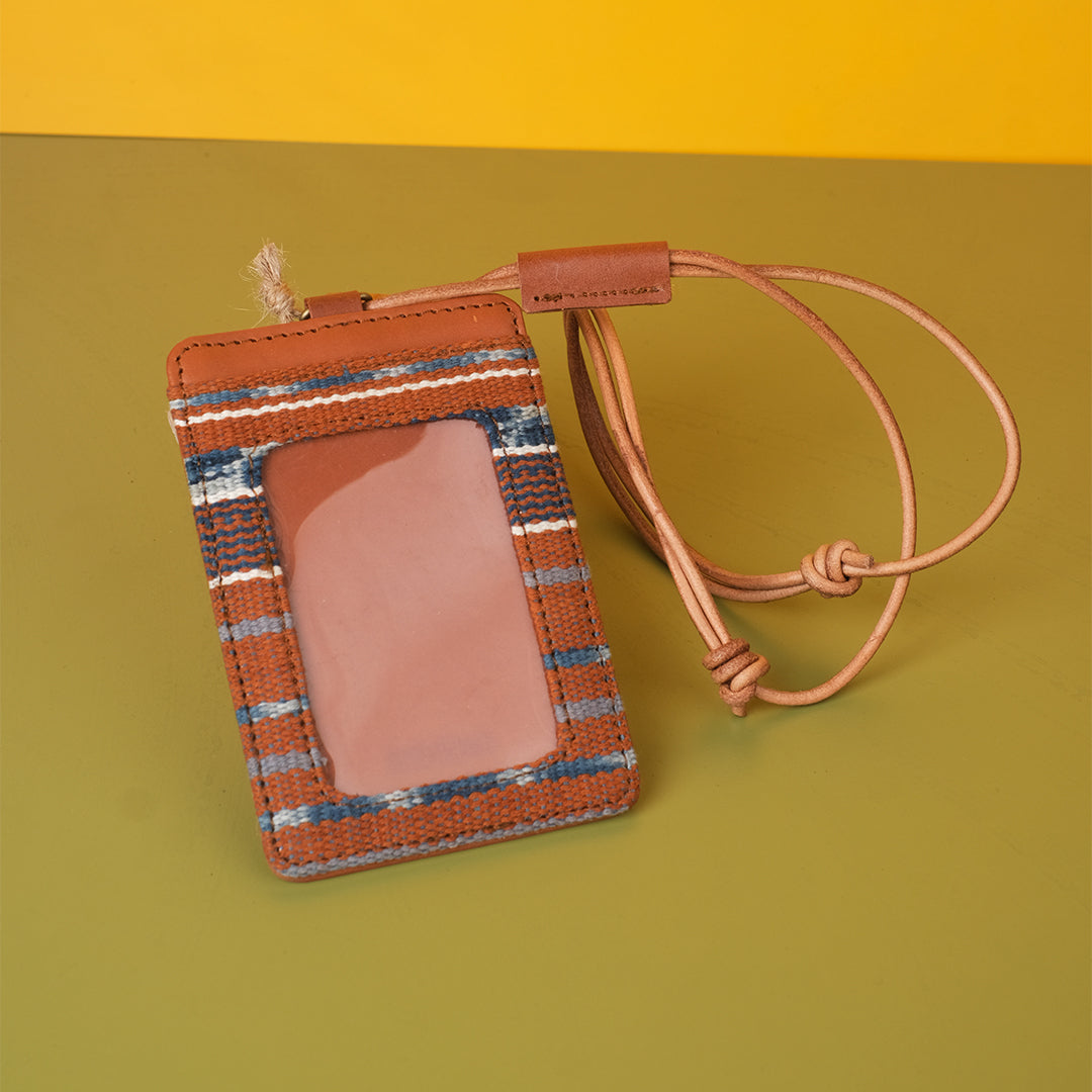 Selip Tenun Rua - ID Holder with Leather Lanyard | Noesa