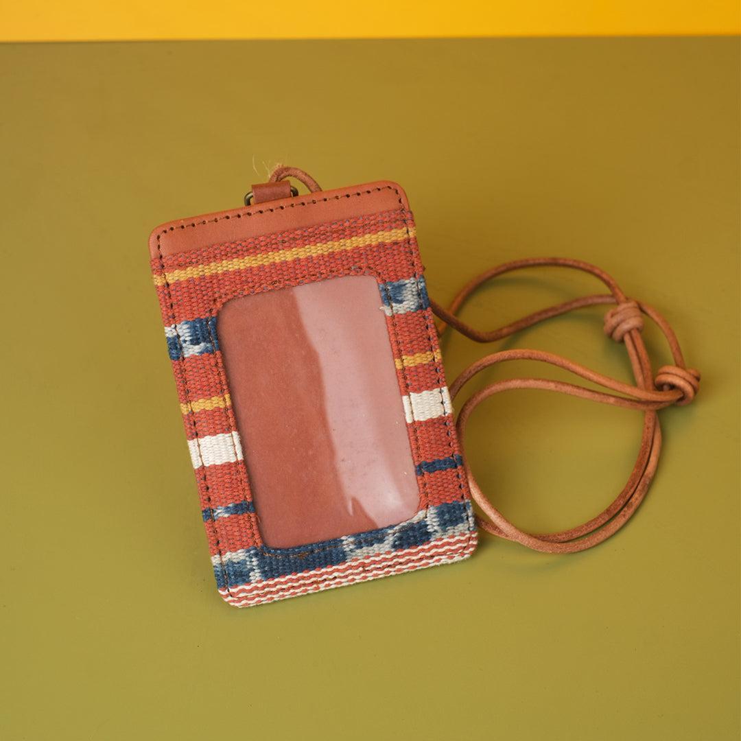 Selip Tenun Rua - ID Holder with Leather Lanyard | Noesa