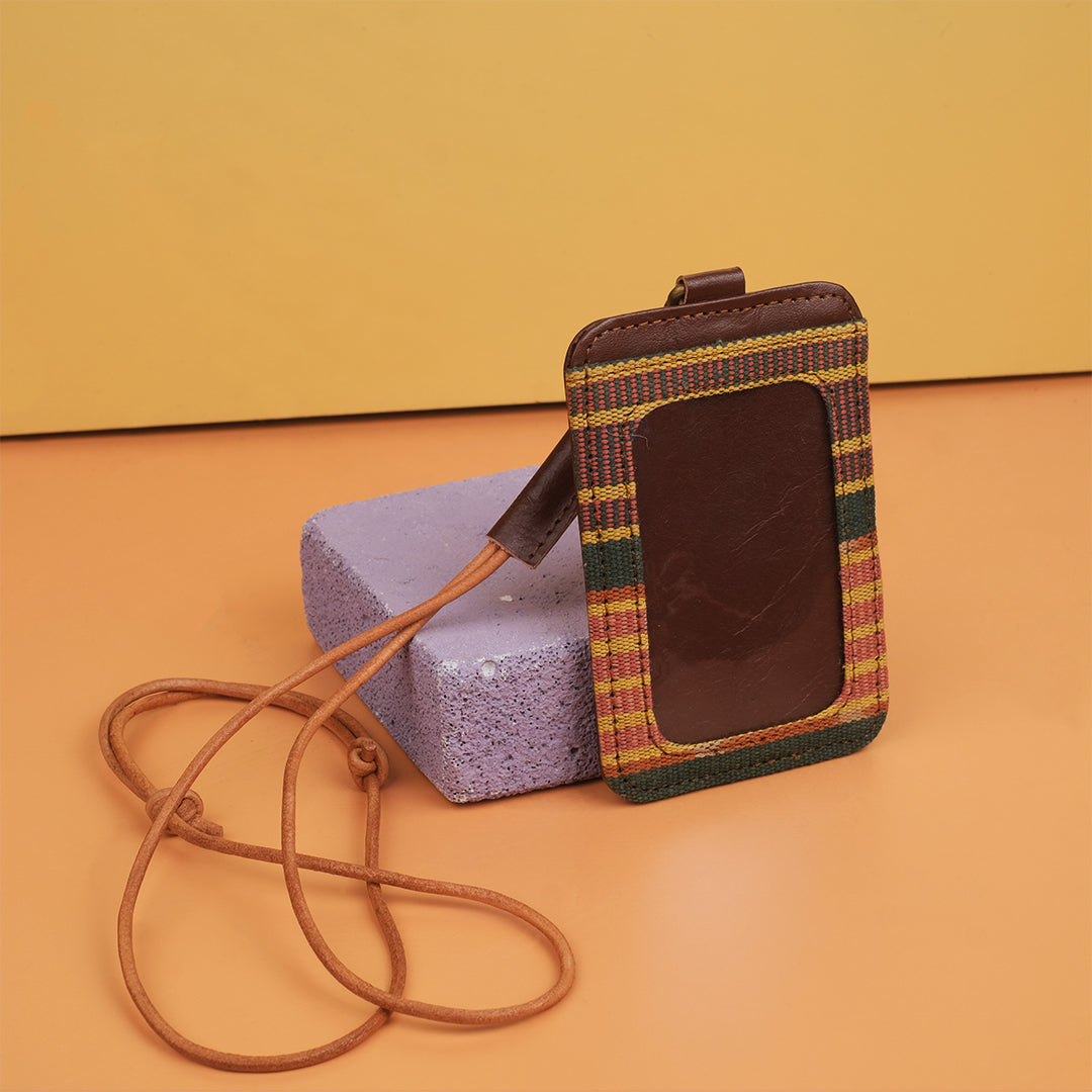 Selip Tenun Rua - ID Holder with Leather Lanyard | Noesa