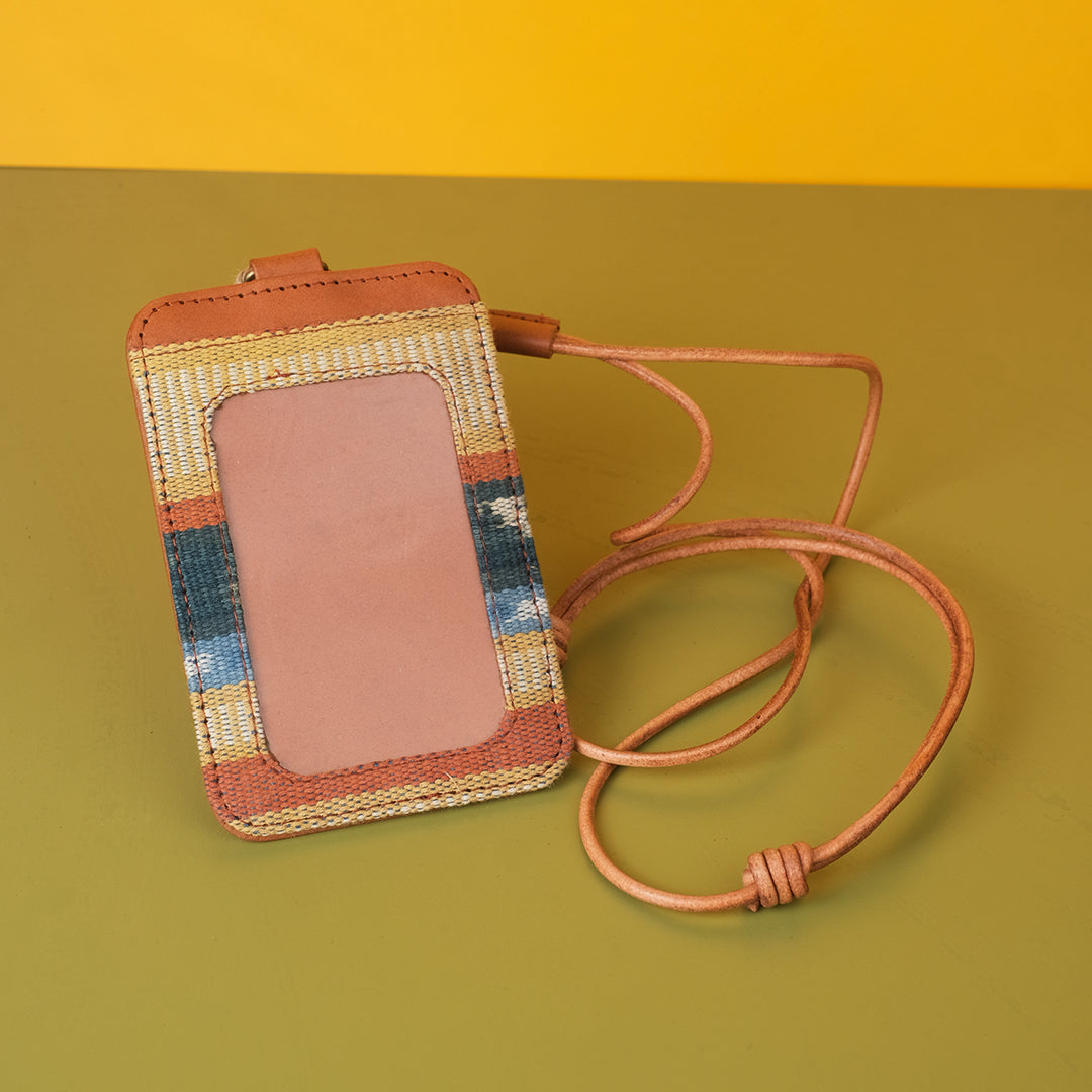 Selip Tenun Rua - ID Holder with Leather Lanyard | Noesa