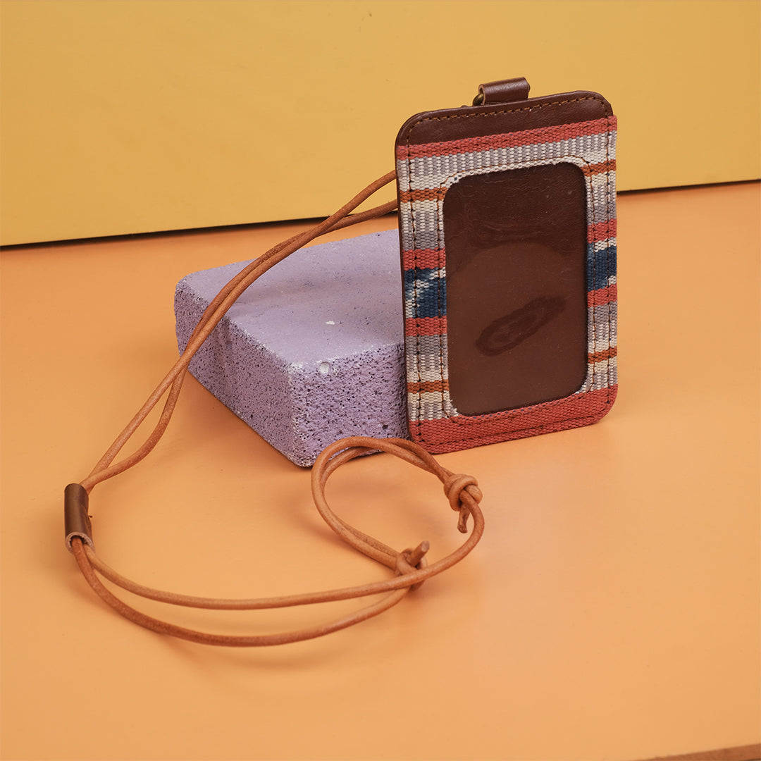 Selip Tenun Rua - ID Holder with Leather Lanyard | Noesa
