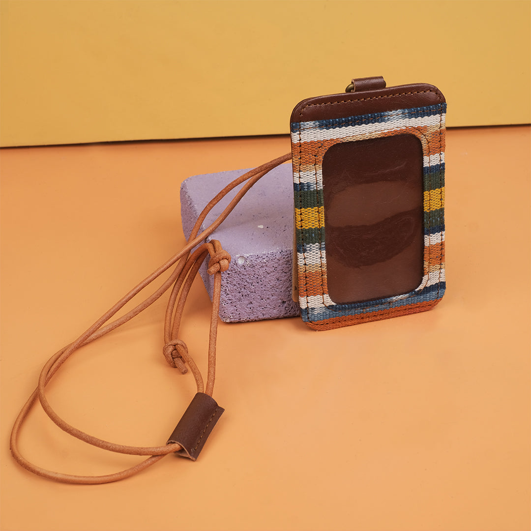Selip Tenun Rua - ID Holder with Leather Lanyard | Noesa