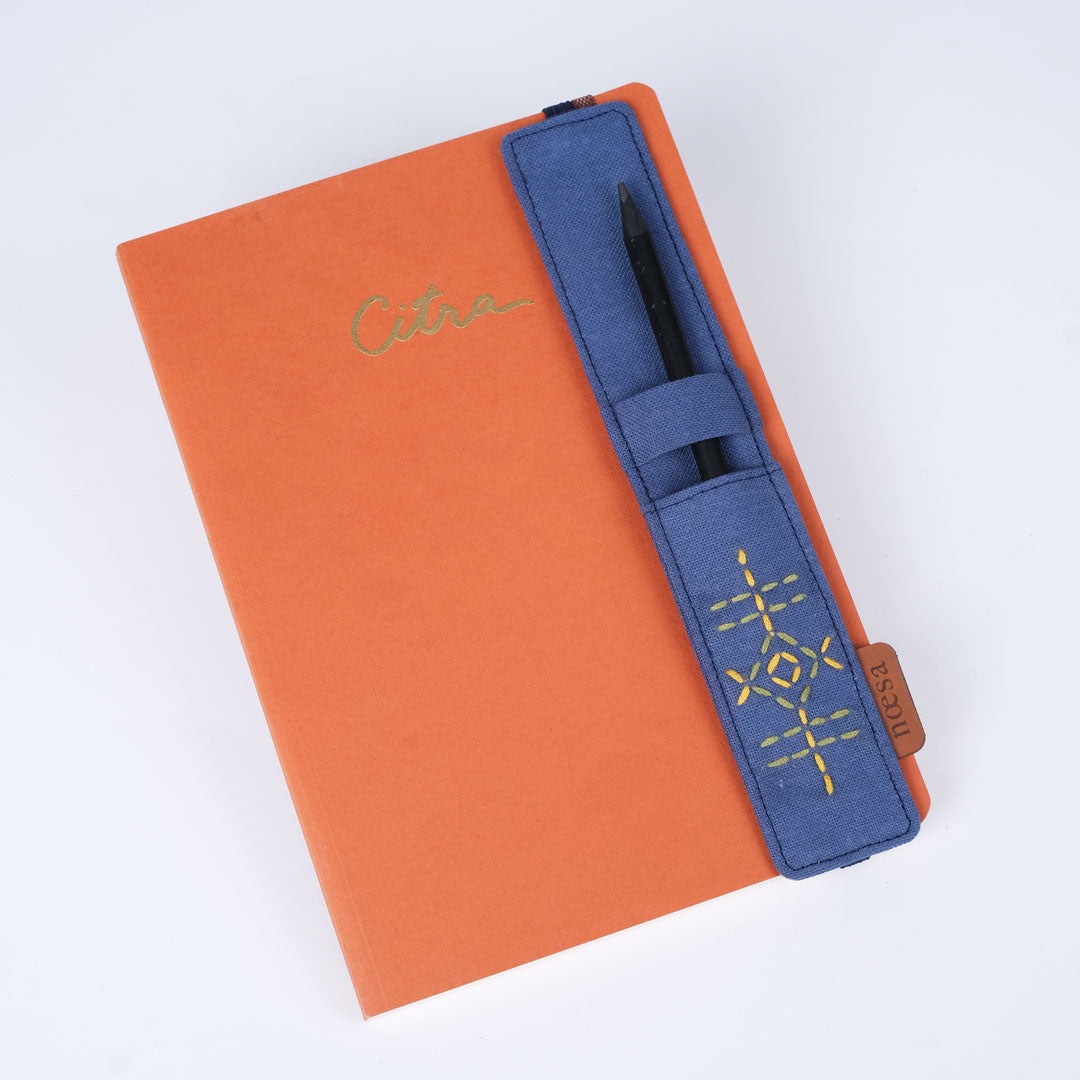 Jeda Sashiko - Cloth Bookmark and Pen Holder | Noesa