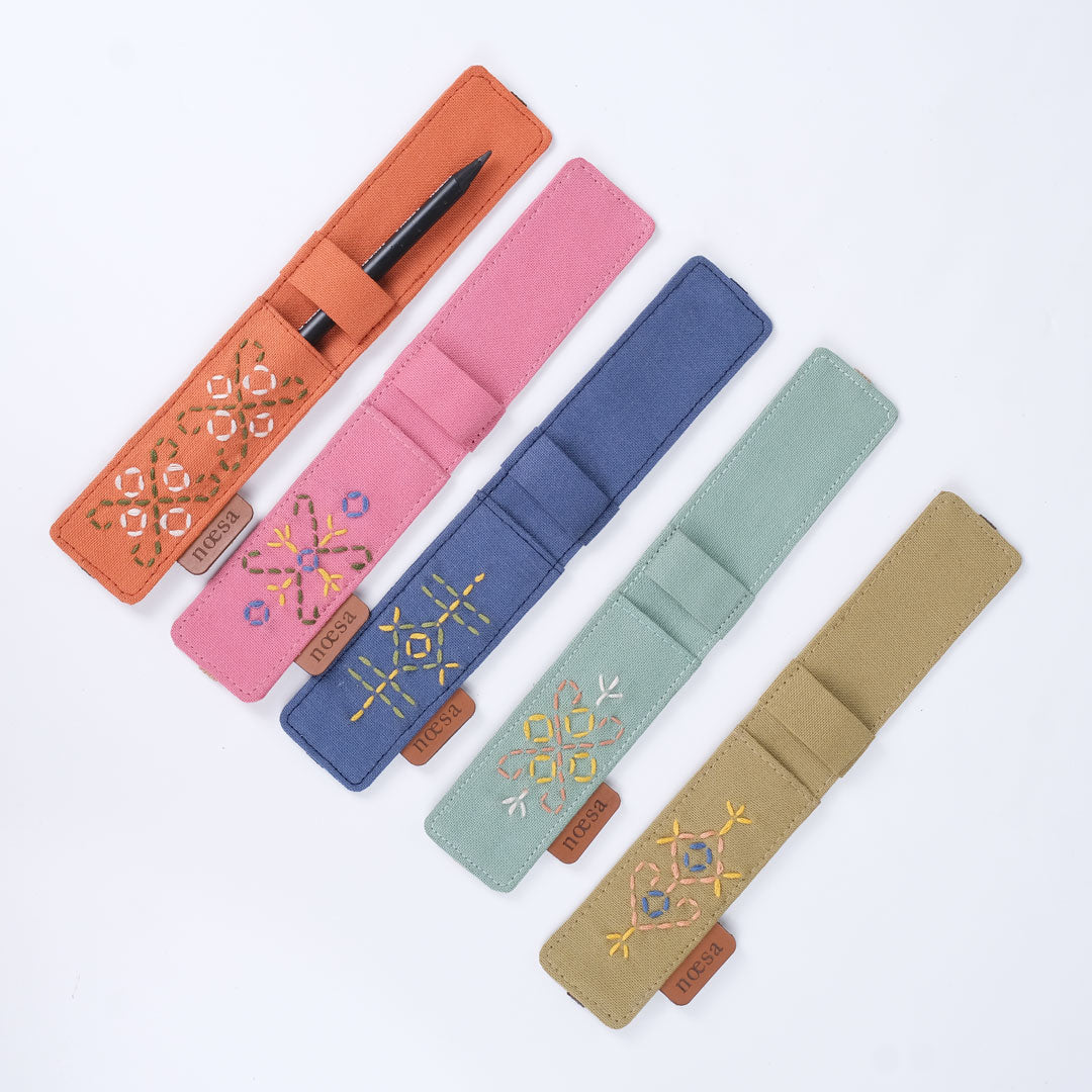 Jeda Sashiko - Cloth Bookmark and Pen Holder | Noesa