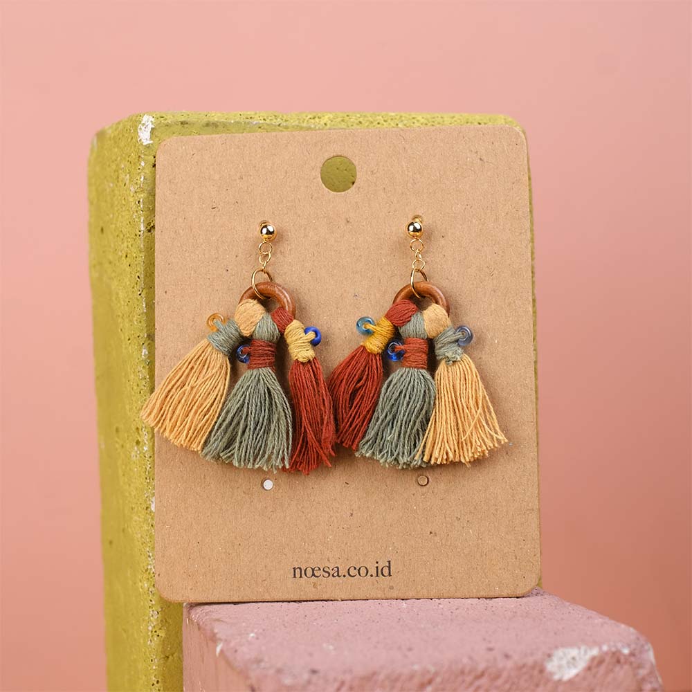 Earrings Pika Tenun Ikat - Pijar Mote Kayu  | Noesa