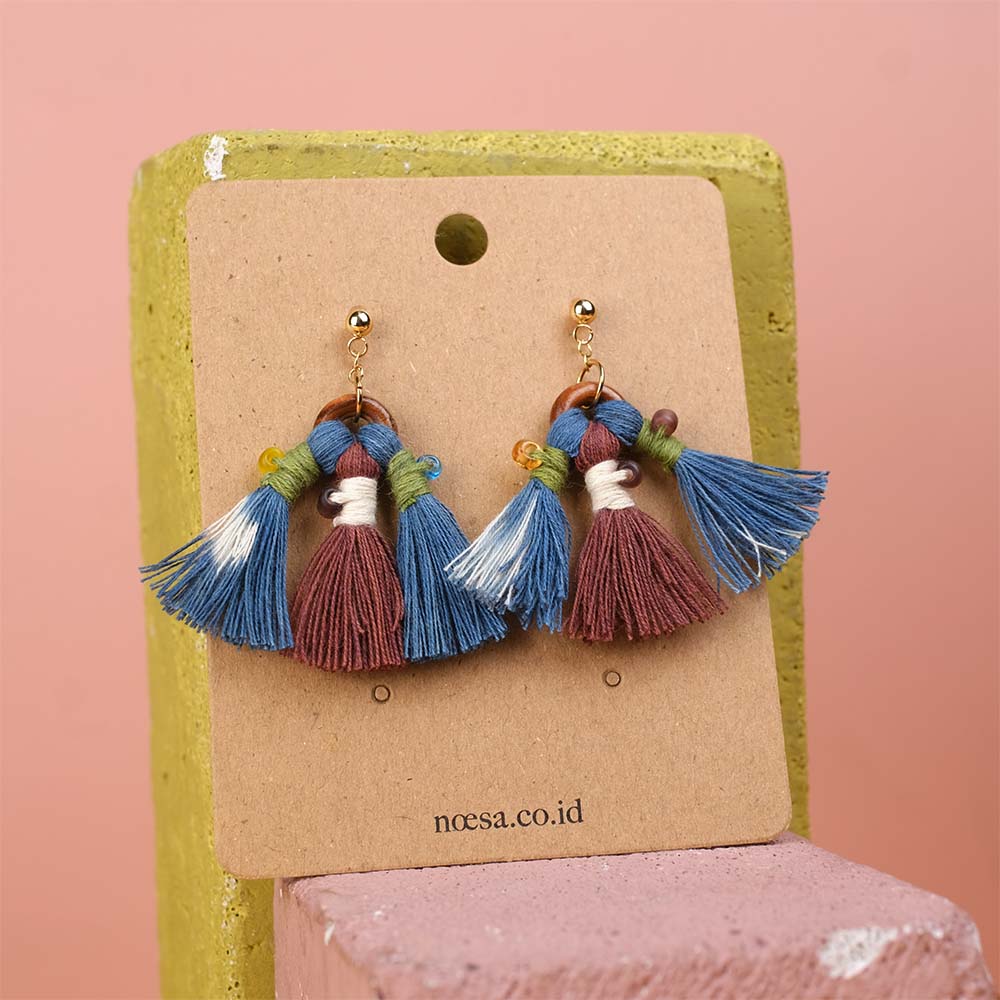 Earrings Pika Tenun Ikat - Pijar Mote Kayu  | Noesa