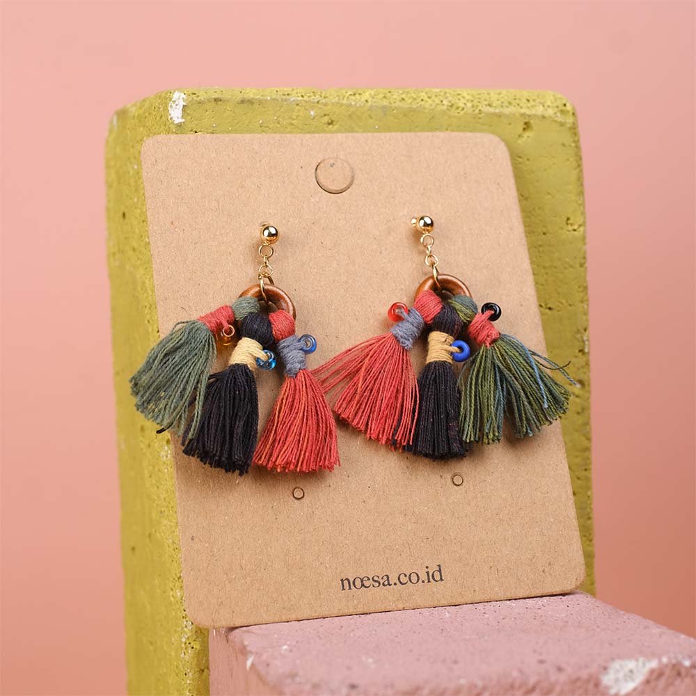 Earrings Pika Tenun Ikat - Pijar Mote Kayu  | Noesa