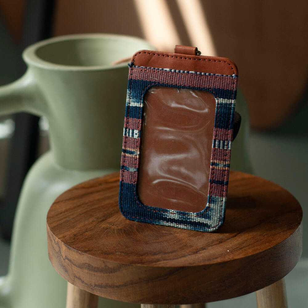 Selip Tenun Rua - ID Holder with Leather Lanyard | Noesa