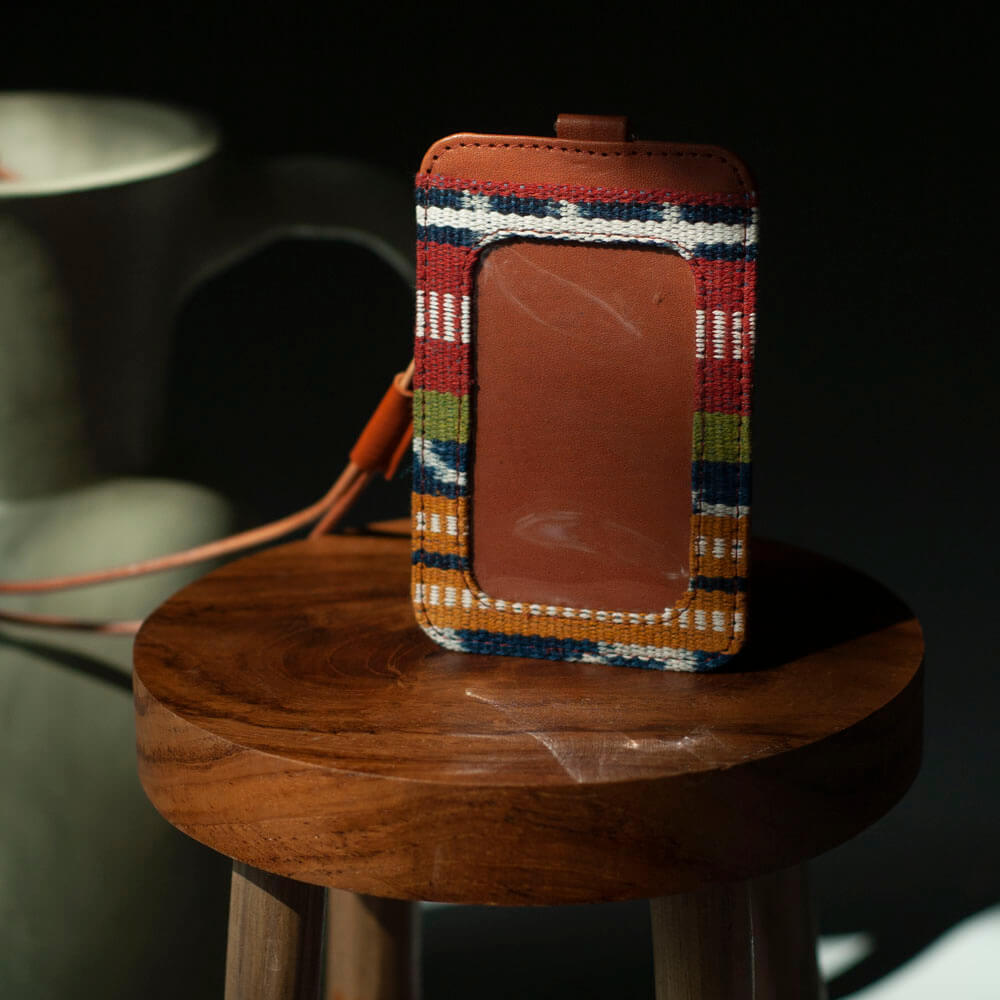 Selip Tenun Rua - ID Holder with Leather Lanyard | Noesa