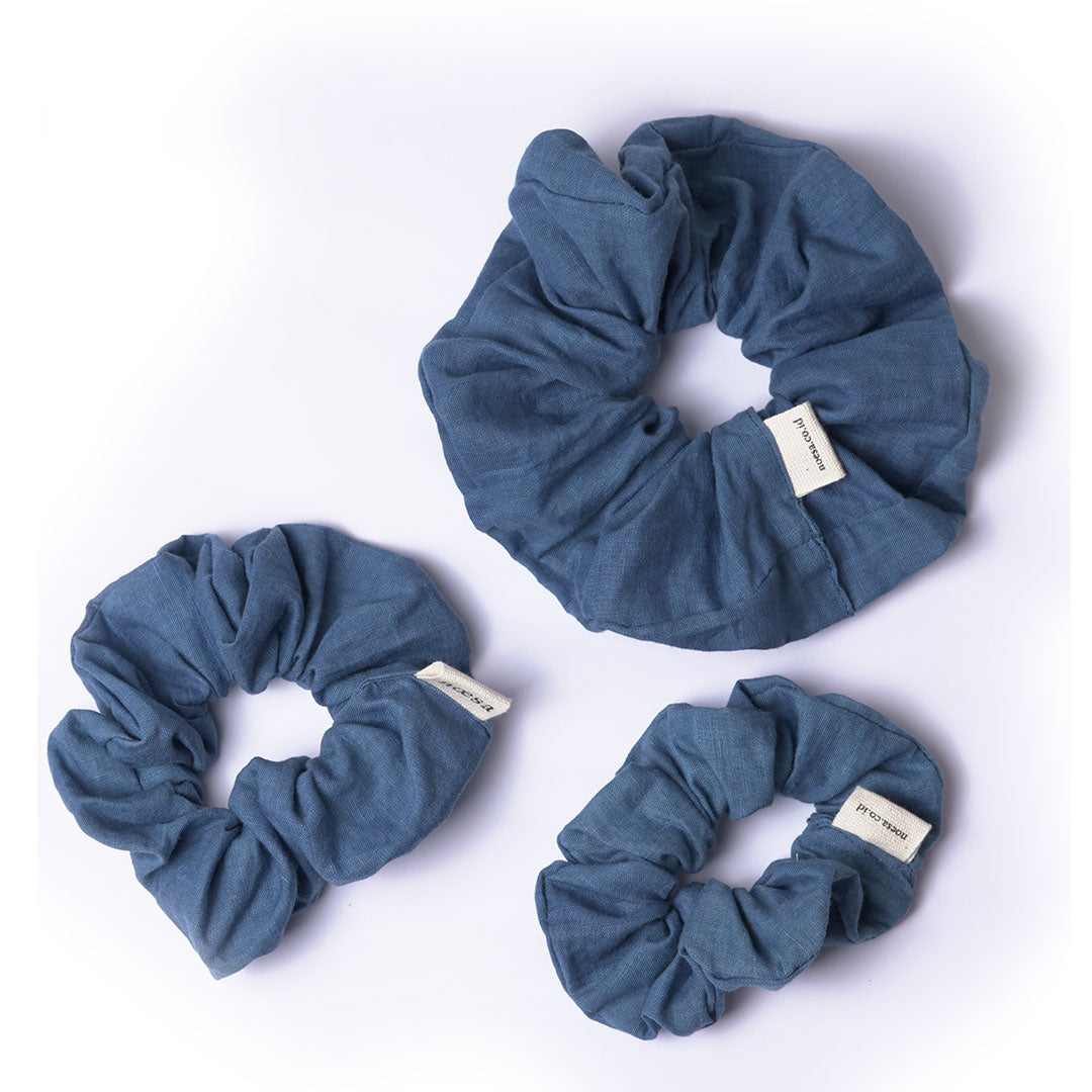 Kuncir Polos 001 - Indigo Dyed Scrunchies | Noesa - Noesa | Noesa
