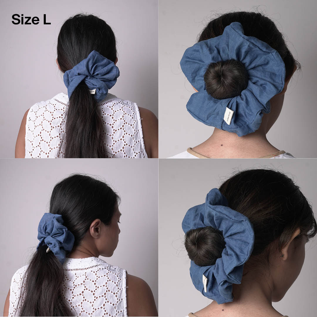 Kuncir Polos 001 - Indigo Dyed Scrunchies | Noesa - L - Noesa | Noesa
