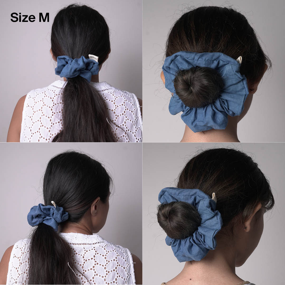Kuncir Polos 001 - Indigo Dyed Scrunchies | Noesa - M - Noesa | Noesa