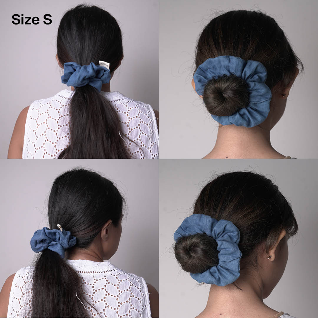 Kuncir Polos 001 - Indigo Dyed Scrunchies | Noesa - S - Noesa | Noesa